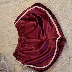Metallic Silky Short Shorts Wine Red